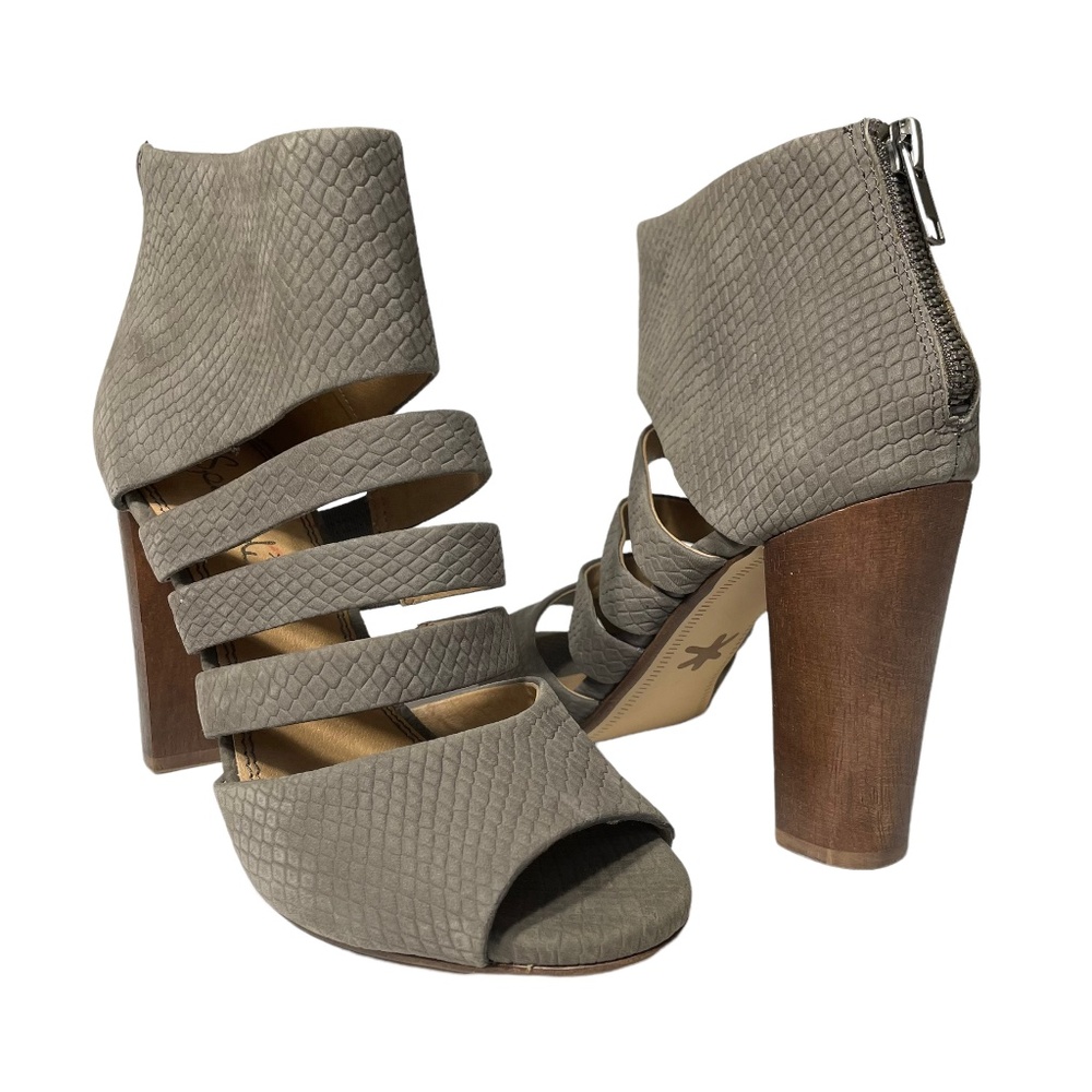 Splendid Jackie Leather Booties 6 Cutout Peep Toe Sandals Ankle Boots Textured